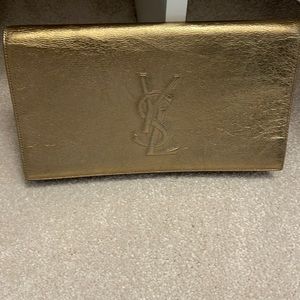 Yves Saint Laurent Bags Gold Leather Clutch